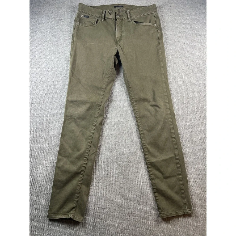 Polo Ralph Lauren Olive Green Denim Tompkins Skinny Jeans Mens 29 Pants MidRise
